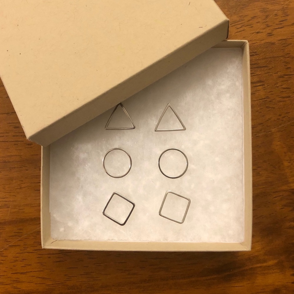 Minimalist Halo Sterling Silver Geometry Earrings